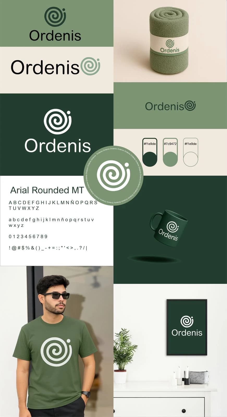 Identidad visual Ordenis: variantes de logo, colores y aplicaciones.
